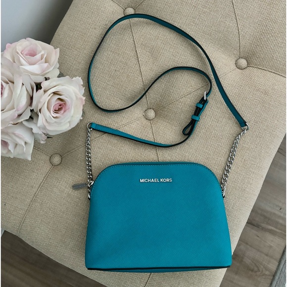 Michael KorsCindy large tile blue saffiano leather dome...